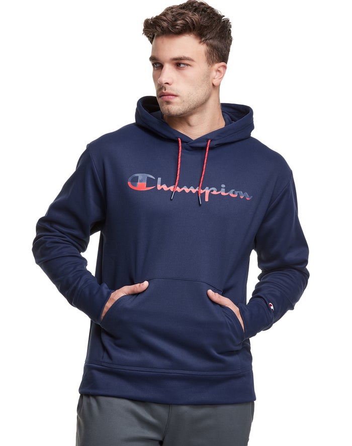 Champion Mens Hoodie NZ - Game Day Script Logo Navy ( 8602-OUMXV )